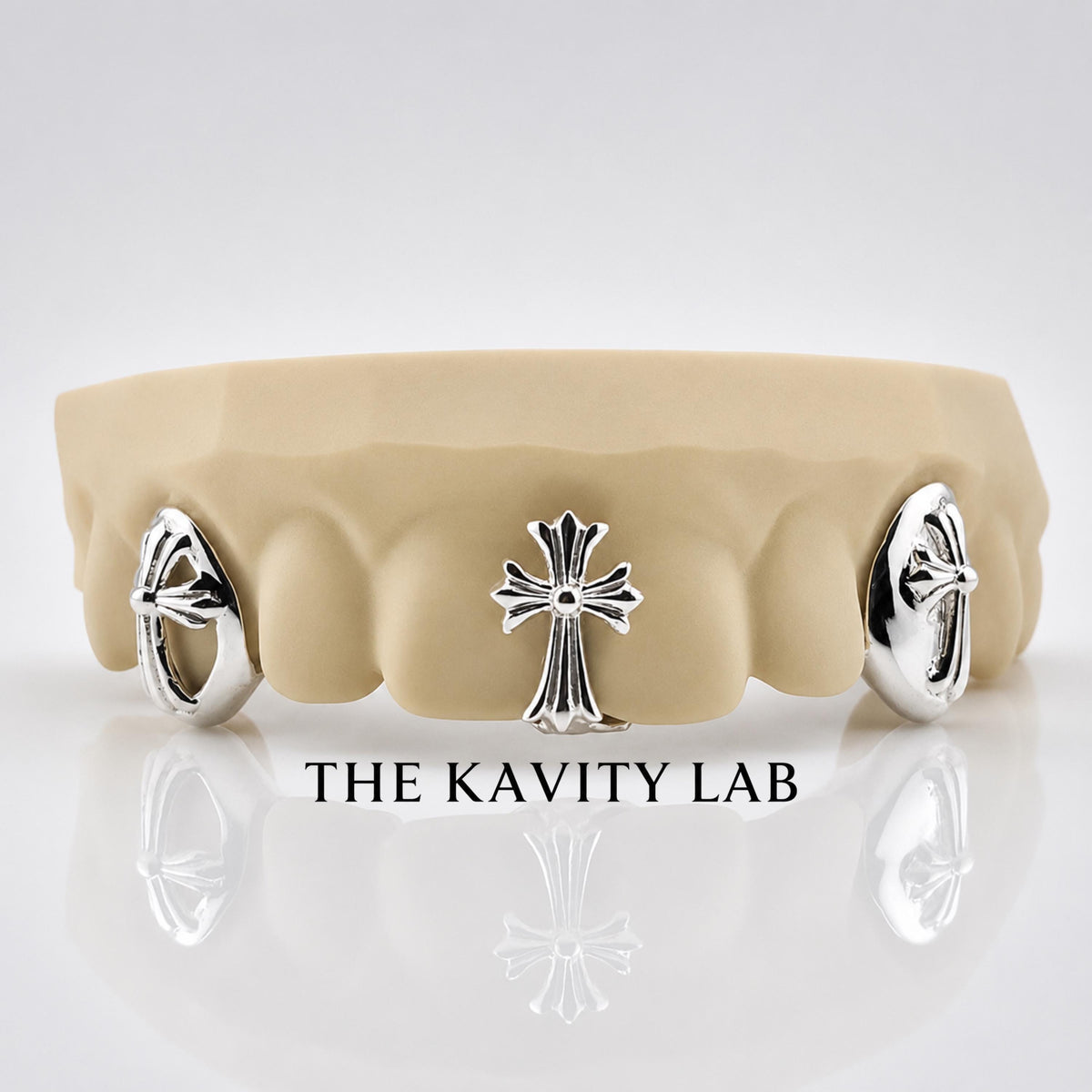 Custom 4pcs 3D Cross Signature Grillz: 925 Sterling Silver (Free Mold Kit)