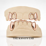 Custom 4pcs on 6pcs Open Face x Curved Front Bar Grillz: 925 Sterling Silver (Free Mold Kit)