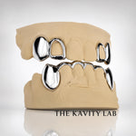 Custom 4pcs on 6pcs Open Face x Curved Front Bar Grillz: 925 Sterling Silver (Free Mold Kit)
