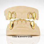 Custom 4pcs on 6pcs Open Face x Curved Front Bar Grillz: 925 Sterling Silver (Free Mold Kit)