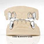 Custom 4pcs on 6pcs Open Face x Curved Front Bar Grillz: 925 Sterling Silver (Free Mold Kit)