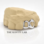 Custom 2pc Open Heart with Open Face Grillz: 925 Sterling Silver (Free Mold Kit)