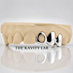 Custom 3pc Open Face x Solid Caps Grillz: 925 Sterling Silver (Free Mold Kit)