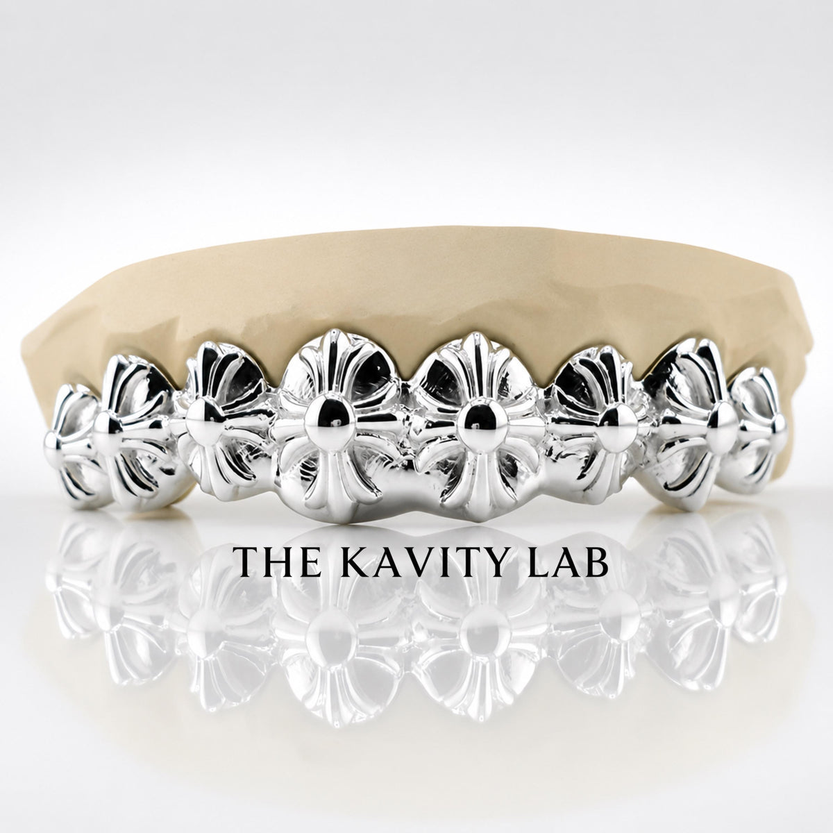 Custom 8pcs Floral Cross Grillz: 925 Sterling Silver (Free Mold Kit)