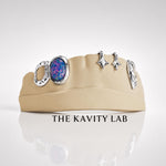 Custom 8pcs Blue Opal with Stars Grillz: 925 Sterling Silver (Free Mold Kit)