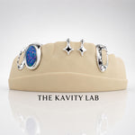 Custom 8pcs Blue Opal with Stars Grillz: 925 Sterling Silver (Free Mold Kit)