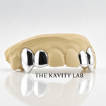 Custom 4pcs Solid with Small Fangs Grillz: 925 Sterling Silver (Free Mold Kit)