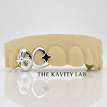 Custom 2pcs Cross with Star Grillz: 925 Sterling Silver (Free Mold Kit)