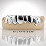 Custom 8pcs Solid x White Diamond Cuts Grillz: 925 Sterling Silver (Free Mold Kit)