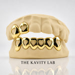 Custom Set 2pc on 6pc Open Hearts Grillz: 925 Sterling Silver (Free Mold Kit)