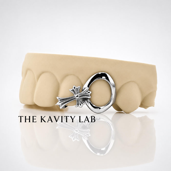 Custom 2pcs Open Face and Cross  Grillz: 925 Sterling Silver (Free Mold Kit)