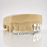 Custom 4pc Open Hearts & Diamond Cuts Grillz: 925 Sterling Silver (Free Mold Kit)
