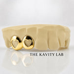 Custom 2pcs Double Open Hearts Grillz: 925 Sterling Silver (Free Mold Kit)
