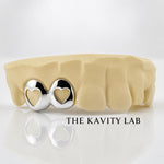 Custom 2pcs Double Open Hearts Grillz: 925 Sterling Silver (Free Mold Kit)