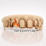 Custom 8pcs 3D Flame x 3D Number Grillz: 925 Sterling Silver (Free Mold Kit)