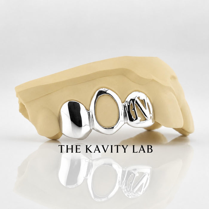 Custom 3pcs Initial Letter Grillz: 925 Sterling Silver (Free Mold Kit)