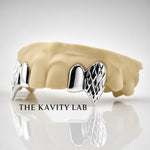 Custom 4pcs Diamond Cuts and Extended Fangs Grillz: 925 Sterling Silver (Free Mold Kit)