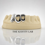 Custom 3pcs Open Hearts x Diamond Cut Grillz: 925 Sterling Silver (Free Mold Kit)