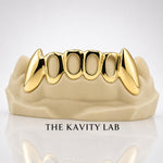 Custom 6pcs Open Face with Extended Fangs Grillz: 925 Sterling Silver (Free Mold Kits)