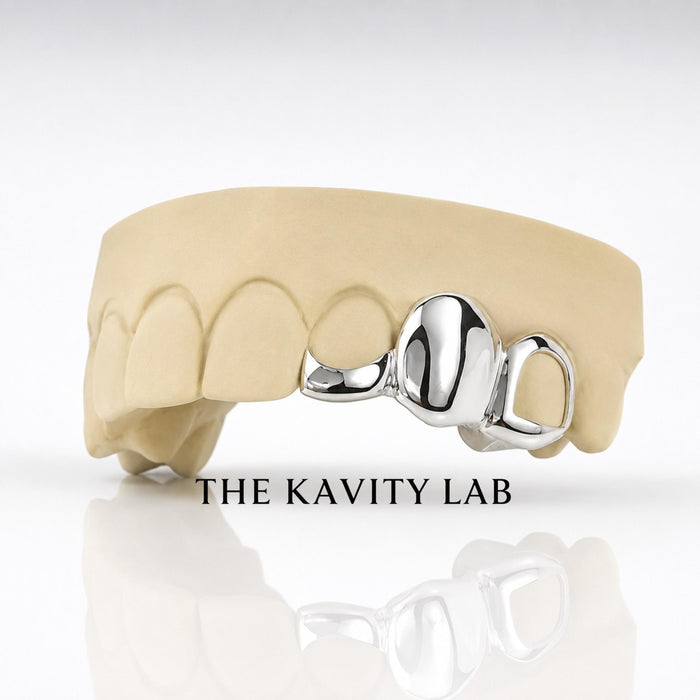 Custom 3pcs Plain x Curved Tip Grillz: 925 Sterling Silver (Free Mold Kit)