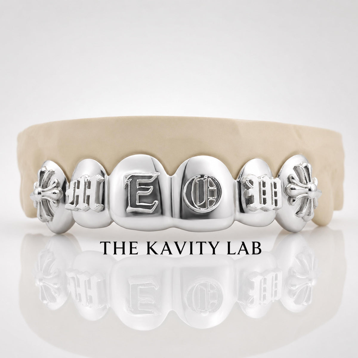 Custom 6pcs Initial Letter Grillz: 925 Sterling Silver (Free Mold Kit)