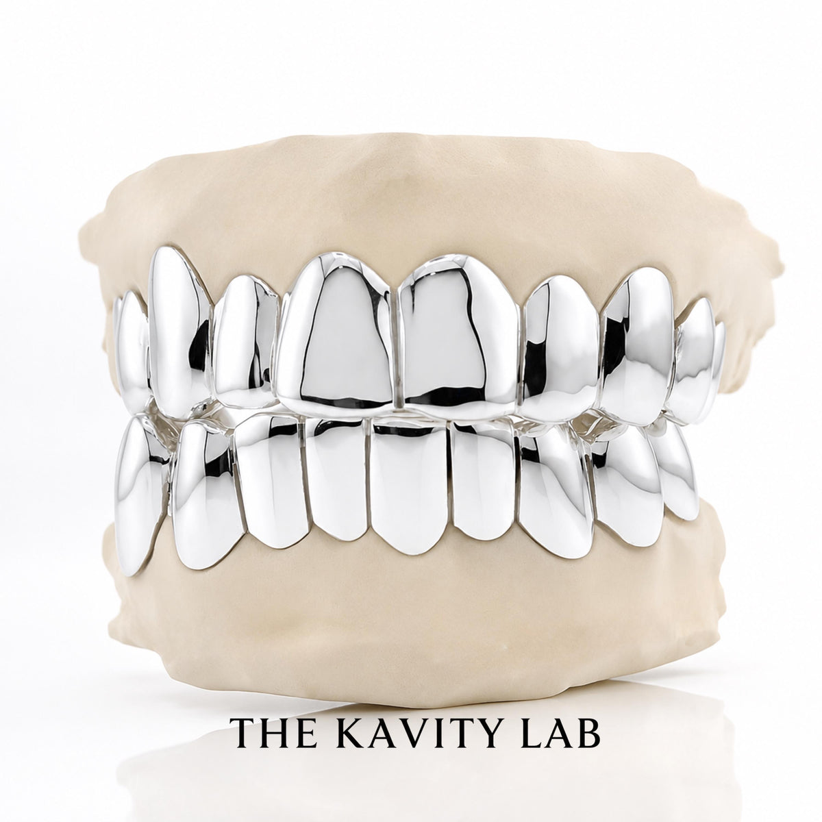 Custom Plain Solid with Permanent Cuts Grillz: 925 Sterling Silver (Free Mold Kit)