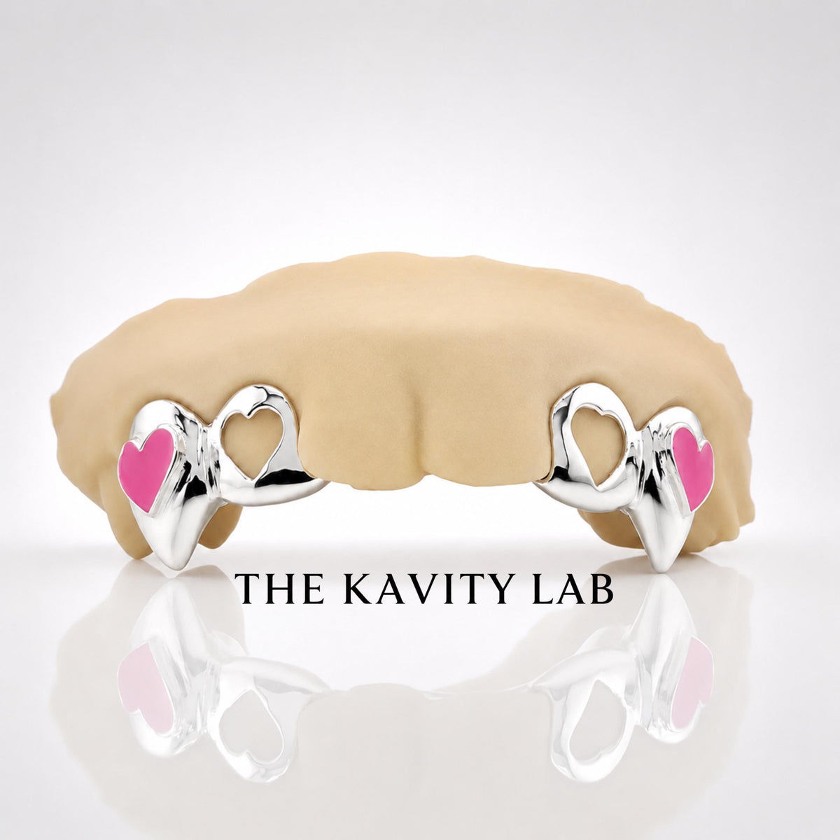 Custom 4pcs Open Hearts Style Grillz: 925 Sterling Silver (Free Mold Kit)