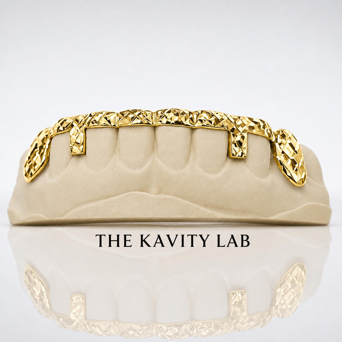 Custom 8pcs Gap Cover with Diamond Cuts Grillz: 925 Sterling Silver (Free Mold Kit)