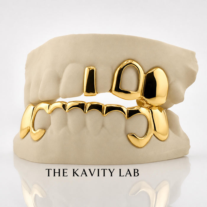 Custom 3pcs Gap and 8pcs Front Bar Grillz: 925 Sterling Silver (Free Mold Kit)