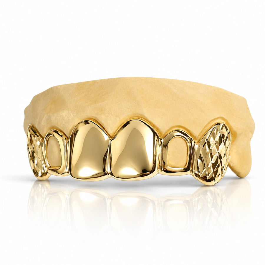 Custom 6pc Open Face x Diamond Cuts on Fangs: 925 Sterling Silver (Free Mold Kit)