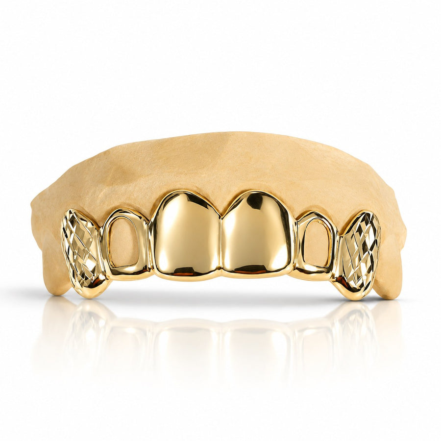 Custom 6pc Open Face x Diamond Cuts on Fangs: 925 Sterling Silver (Free Mold Kit)