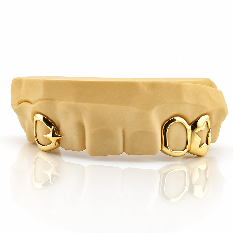 Custom 3pcs Open Face Star Grillz: 925 Sterling Silver (Free Mold Kit)