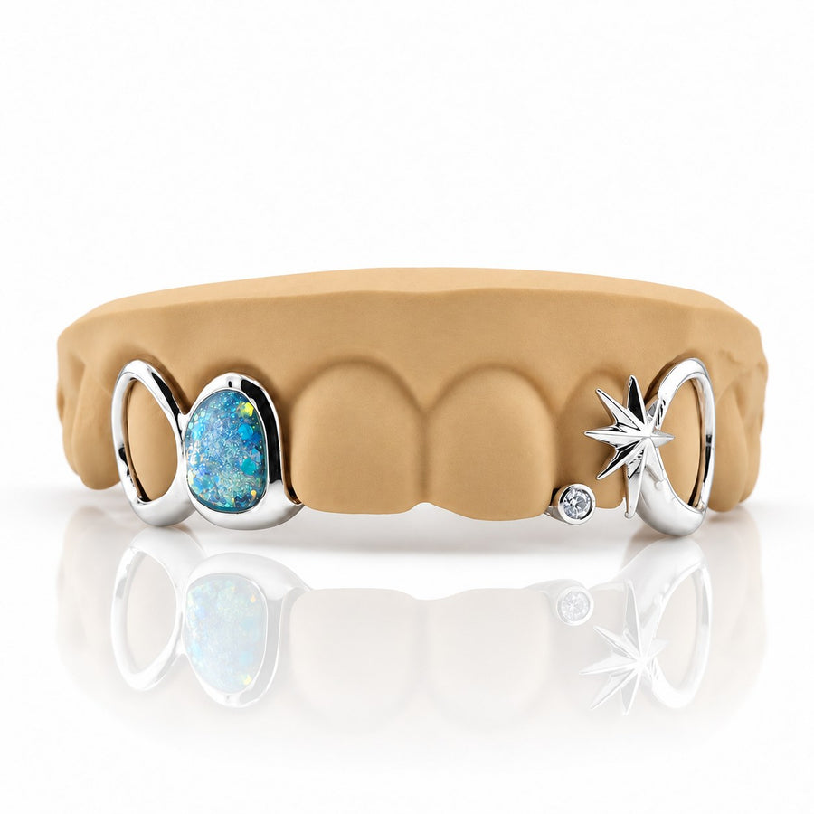 Custom 6pcs Galaxy Enamel Star Grillz: 925 Sterling Silver (Free Mold Kit)