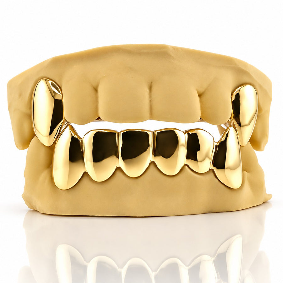 Custom Combo 2pcs and 6pcs Solid Classic Grillz: 925 Sterling Silver (Free Mold Kit)