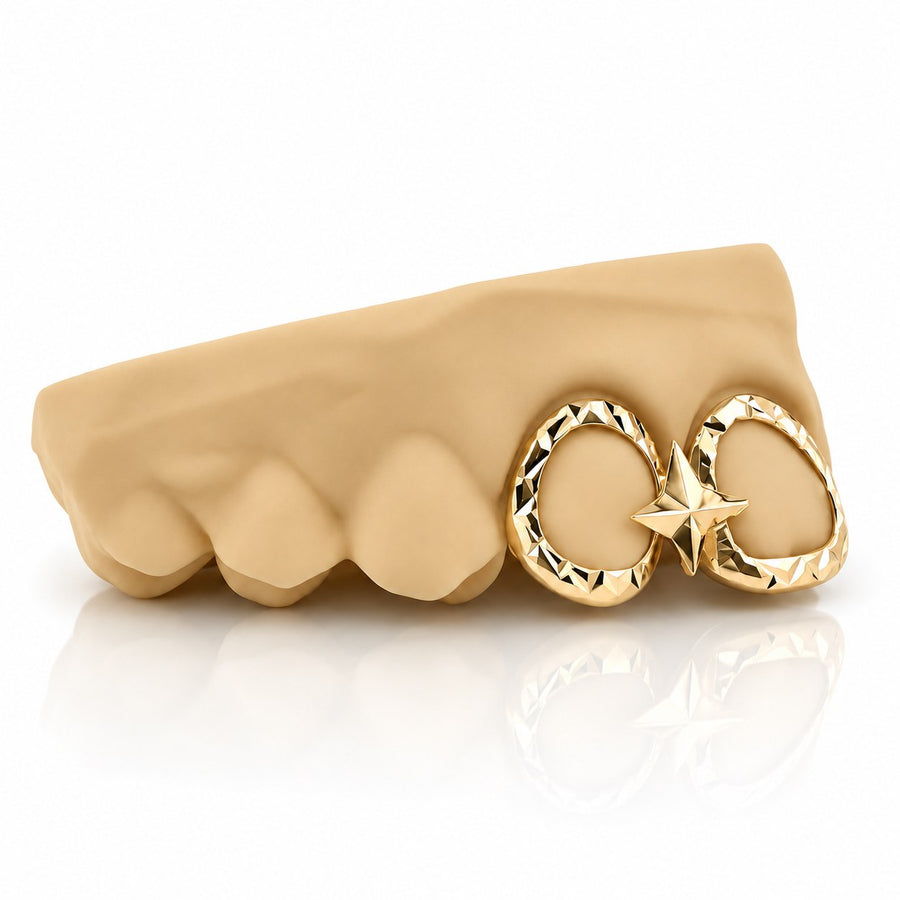 Custom 2pcs Open Face x Star Grillz: 925 Sterling Silver (Free Mold Kit)