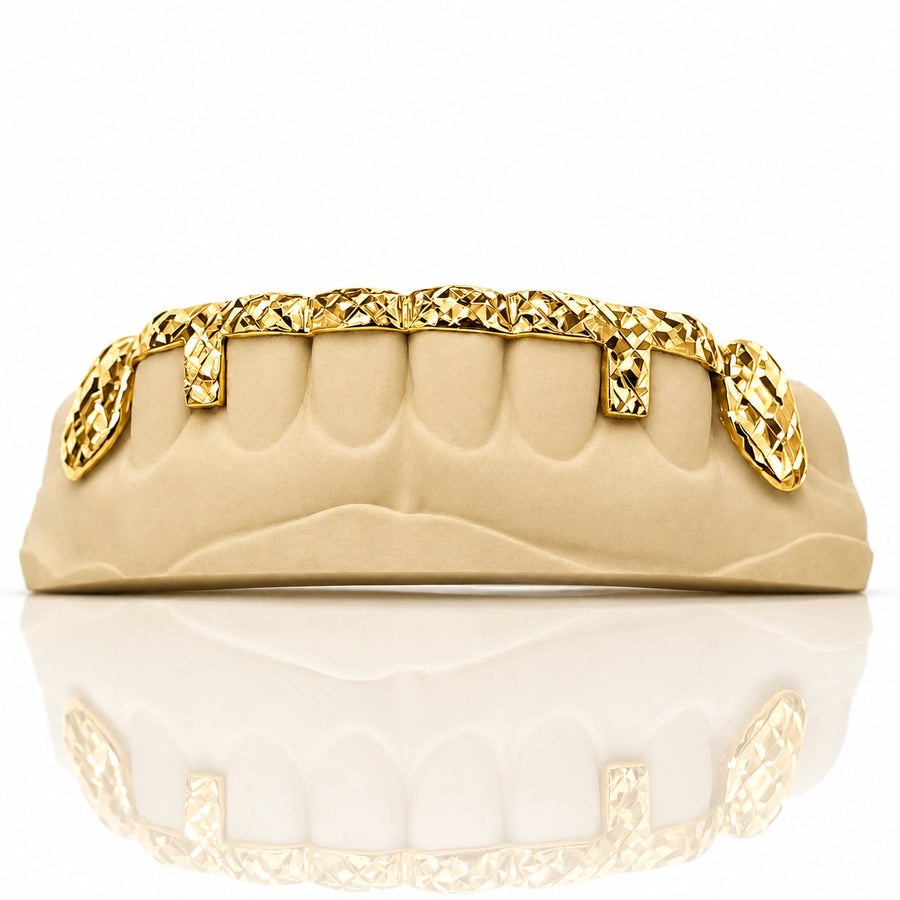 Custom 8pcs Gap Cover with Diamond Cuts Grillz: 925 Sterling Silver (Free Mold Kit)