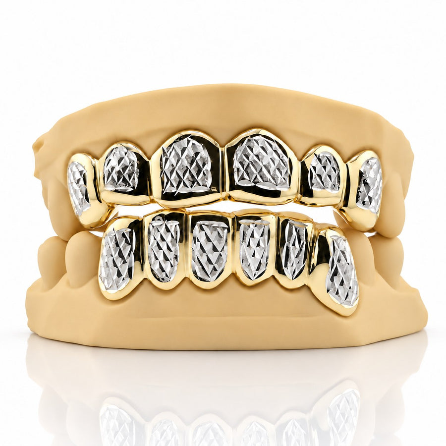Custom 6pcs Diamond Cuts and Dust Box Grillz: 925 Sterling Silver (Free Mold Kit)