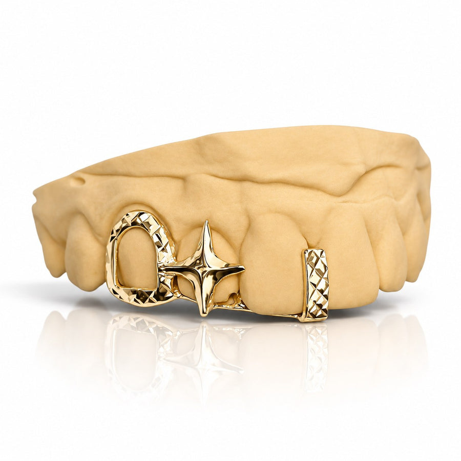 Custom 3pcs Star with Gap Filled Grillz: 925 Sterling Silver (Free Mold Kit)