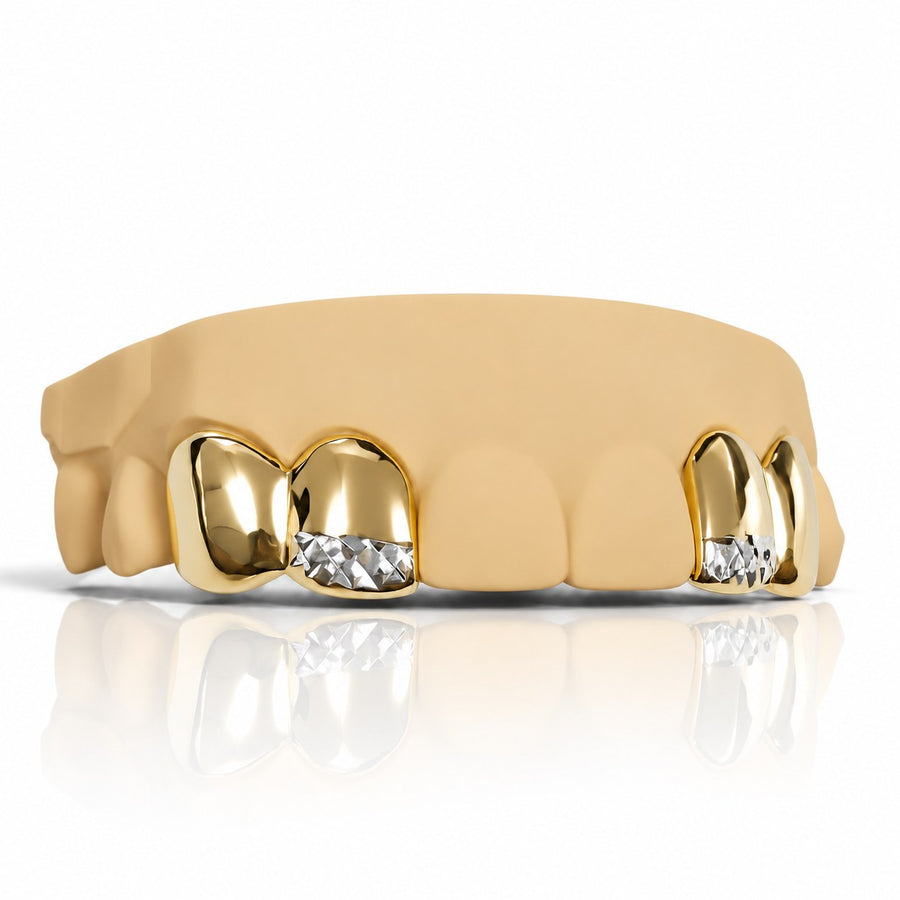 Custom 4pcs White Diamond Cuts Grillz: 925 Sterling Silver (Free Mold Kit)