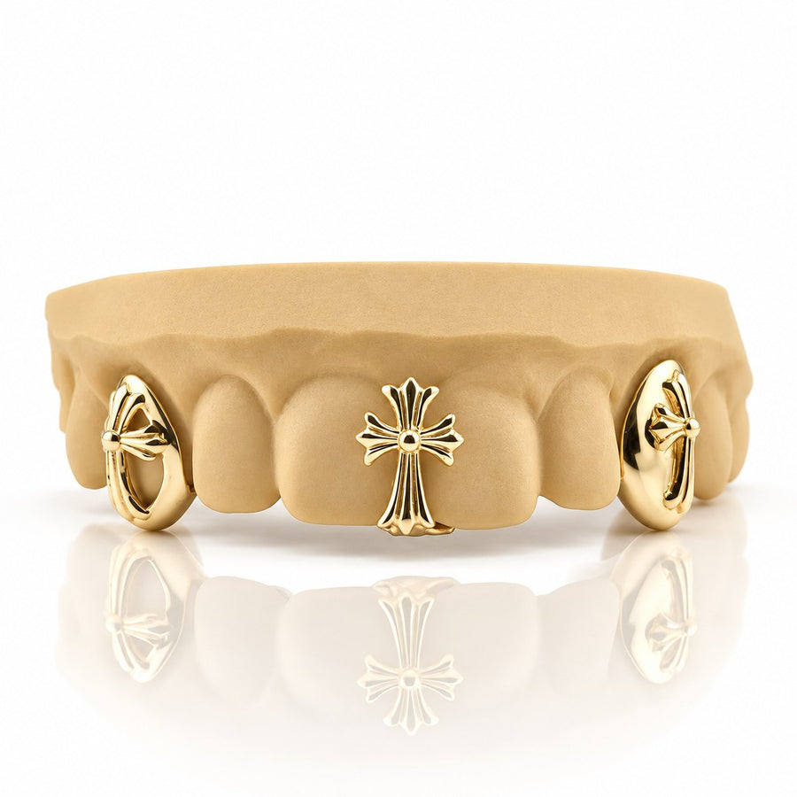 Custom 4pcs 3D Cross Signature Grillz: 925 Sterling Silver (Free Mold Kit)