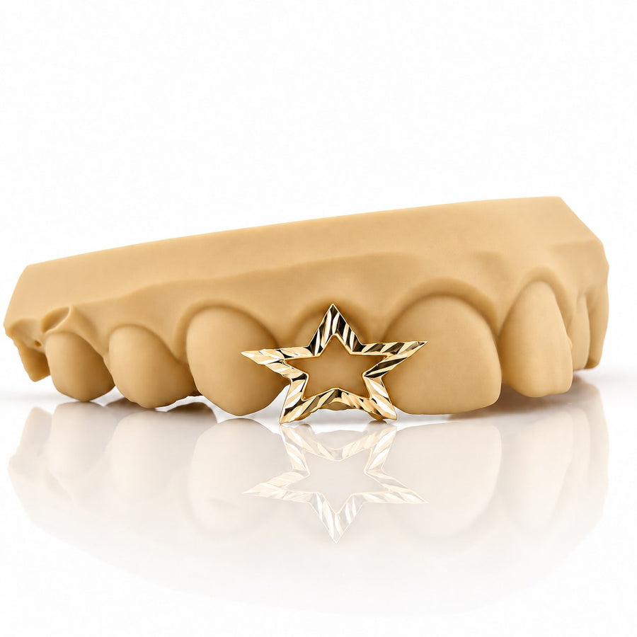 Custom 3pcs with Star Cuts Grillz: 925 Sterling Silver (Free Mold Kit)