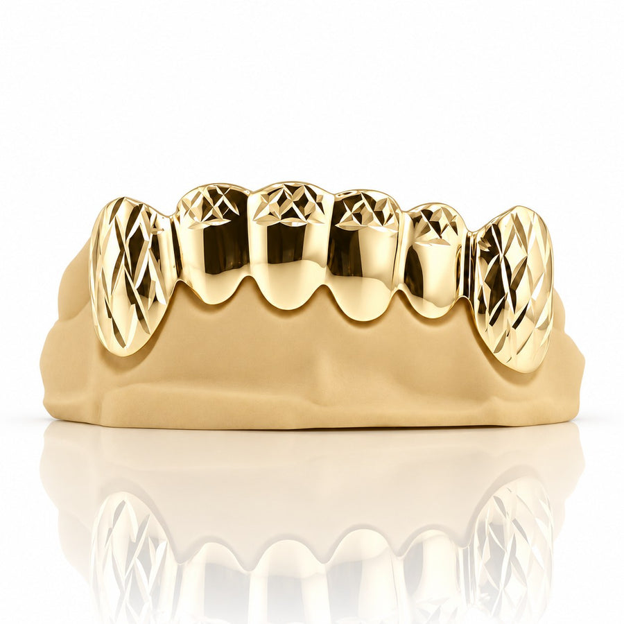 Custom 6pcs Diamond Cuts Grillz: 925 Sterling Silver (Free Mold Kit)