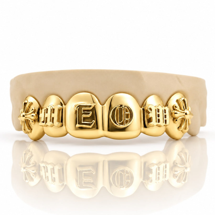 Custom 6pcs Initial Letter Grillz: 925 Sterling Silver (Free Mold Kit)