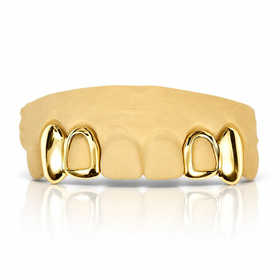 Custom 4pcs Solid Class with Open Face Grillz: 925 Sterling Silver (Free Mold Kit)