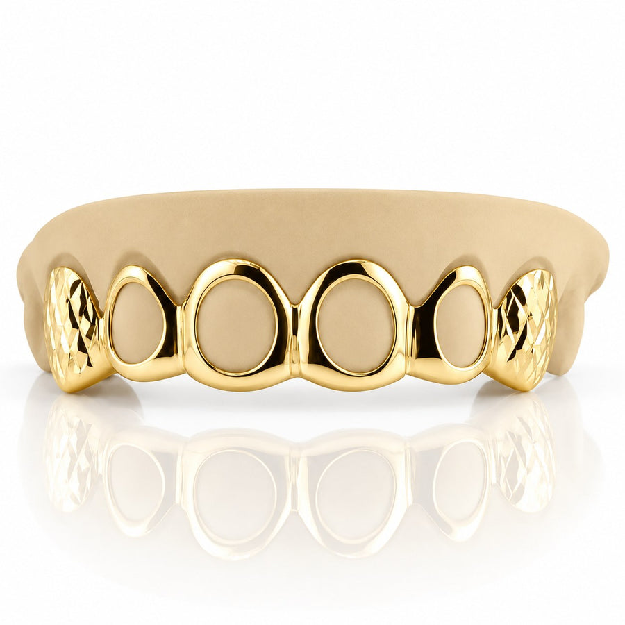 Custom 6pcs Diamond Cut and Open Face Grillz: 925 Sterling Silver (Free Mold Kit)