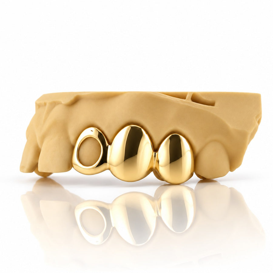 Custom 3pc Open Face x Solid Caps Grillz: 925 Sterling Silver (Free Mold Kit)