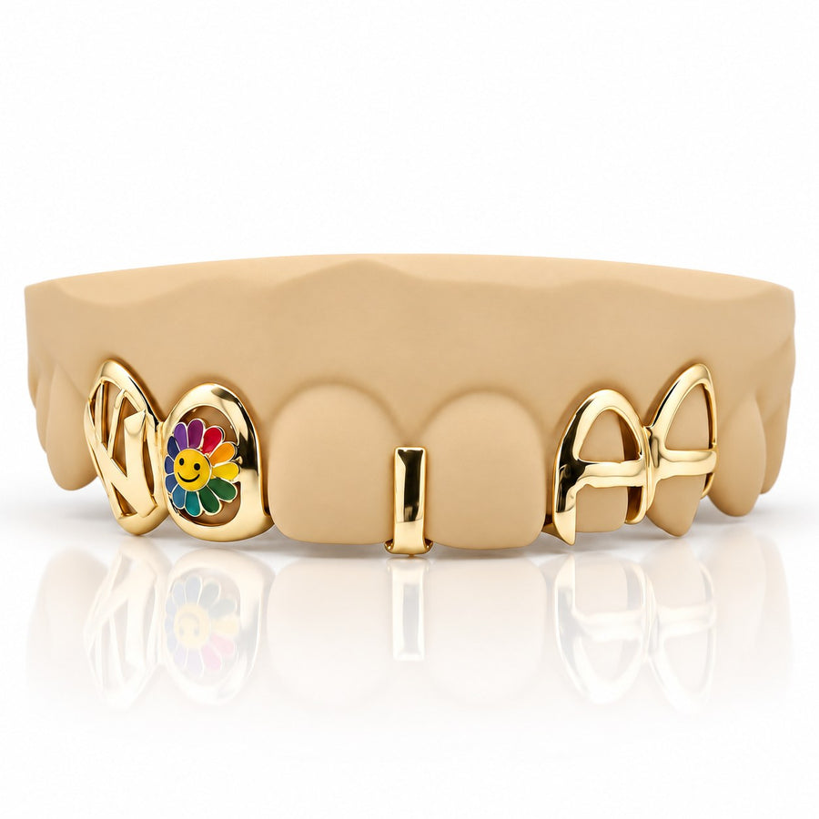 Custom 6pcs Flower Letter Grillz: 925 Sterling Silver (Free Mold Kit)