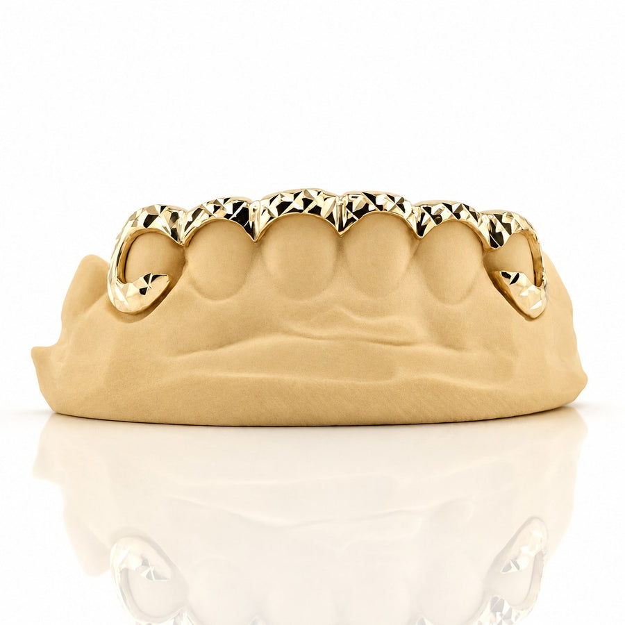 Custom 6pcs Front Bar and Diamond Cuts Grillz: 925 Sterling Silver (Free Mold Kit)