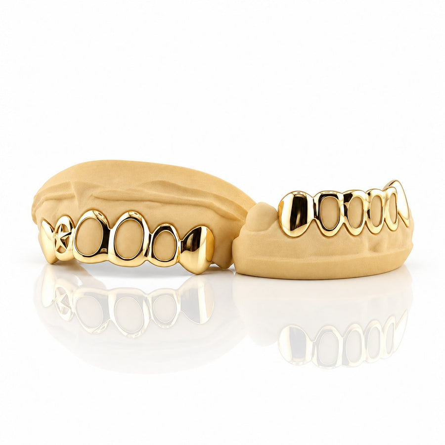 Custom 6pcs Open Face Star Grillz: 925 Sterling Silver (Free Mold Kit)