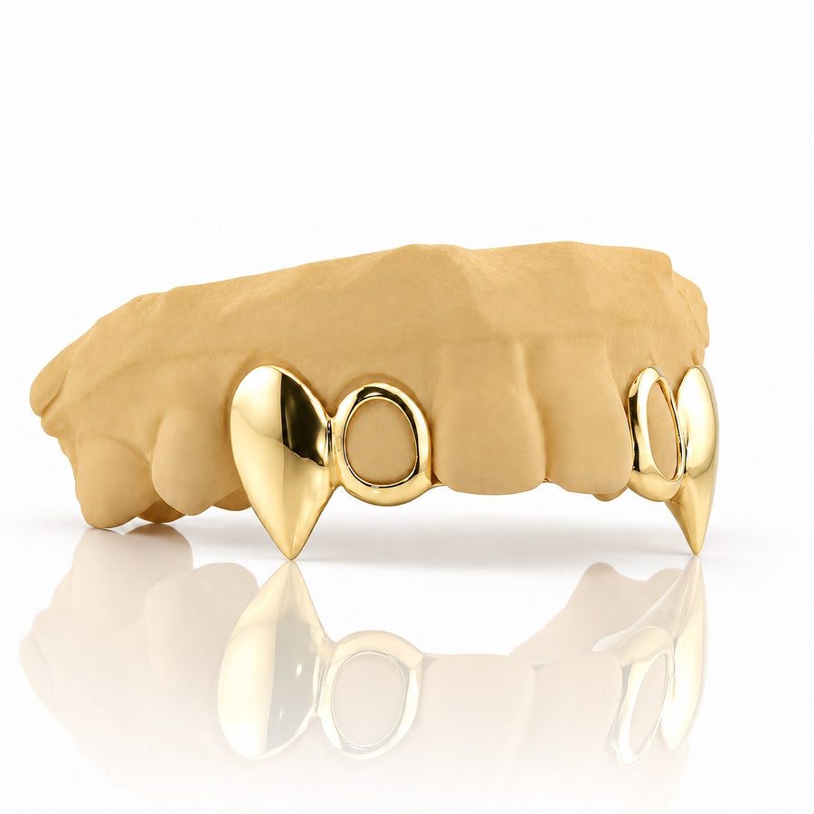 Custom 4pcs Open Face with Extended Fangs: 925 Sterling Silver (Free Mold Kit)